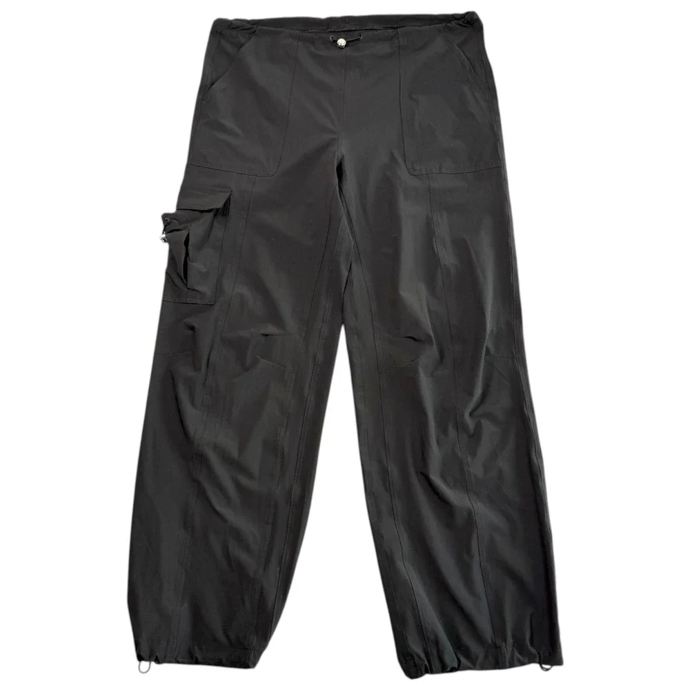 Alo Womens Low Rise Megastar Cargo Pants Size M Black Parachute Utility Tech Y2K